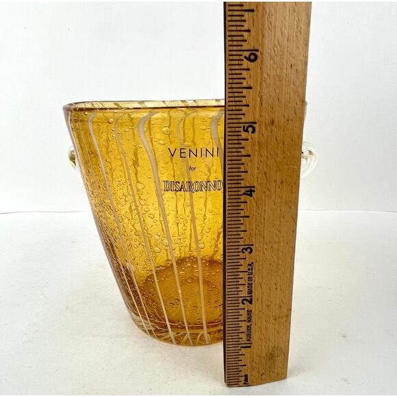 Venini For Disaronno Small Amber Ice Bucket Mid Century Art Glass - Picture 6 of 6